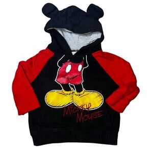 Disney Baby Mickey Mouse pull over graphic hoodie with mickey ears size 12 mon